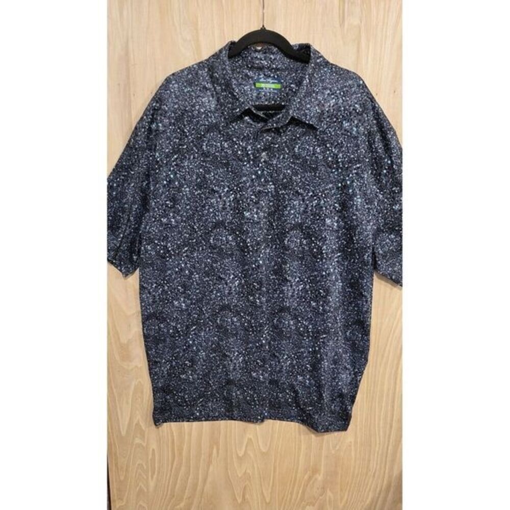 Ben Hogan Performance Mens 2XL Golf Polo Shirt Geometric Digital Print BlackTeal